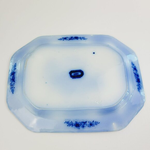 Stunning Antique Davenport Amoy Flow Blue 13" Platter Asian Design, c.1840s - Picture 12 of 15